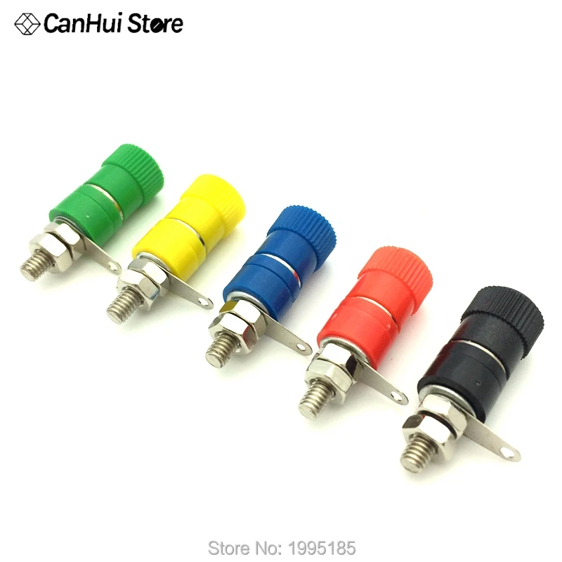 10 sztuk skynka zaciskowa JS-910B JS-919 4mm wzmacniacz złącze terminalowe oprawa Post wtyk bananowy Jack do montażu na 5 kolor każdy 2 sztuk czerwony