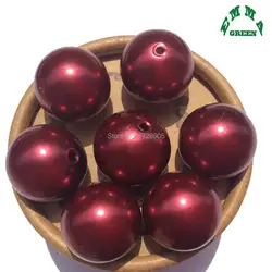 Bead Pearls Pearl Beads Imitation Burgundy 6mm to 30mm A23 Acrylic Round Pearl Spacer Beads for Jewelry DIY Bubblegum Necklaces