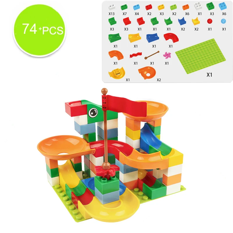 74-308PCS Marble Race Run Maze Ball Track Building Blocks ABS Funnel Slide Assemble Bricks Sets Children DIY Tracking Blocks