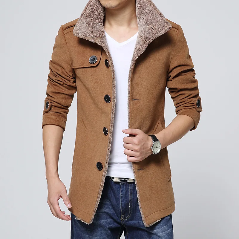 

Men Long Wool Coat Winter Men Jackets And Coats Slim Fit Men Windbreaker High Quality Trench Coat Men Plus Size Hot Sale