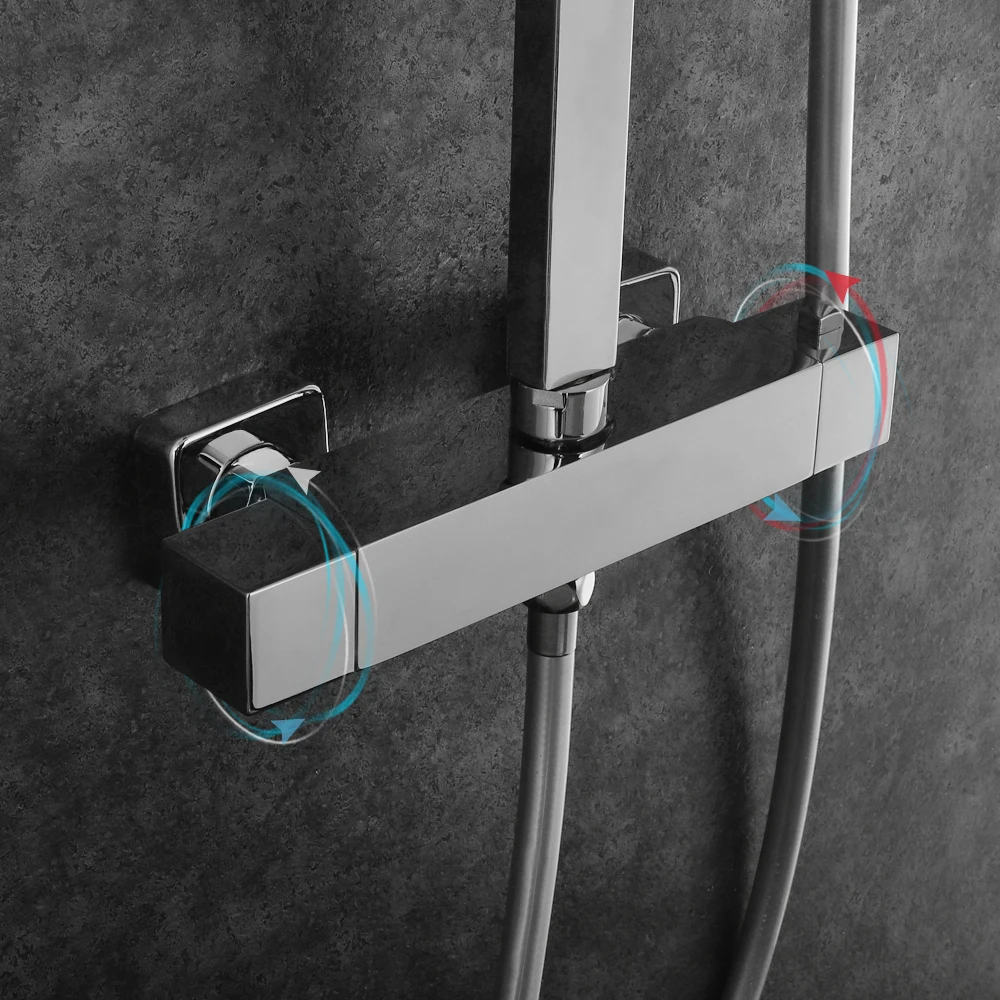 SKOWLL صنبور دش المطر Led دش رئيس صنبور مجموعة الحمام جدار جبل دش تركيبات مع يده، كروم مصقول SK-9108