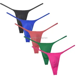 Sexy Men's Thong Ice Silk Bikini Underwear Hipster Pant Posing Slim Front String T-Back