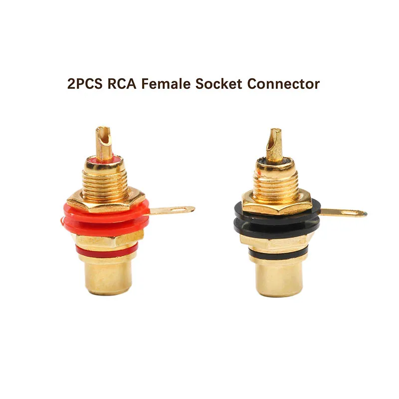 1 Pair RCA Female Socket Connector Chassis Panel Mount Adapter Audio Terminal Plug