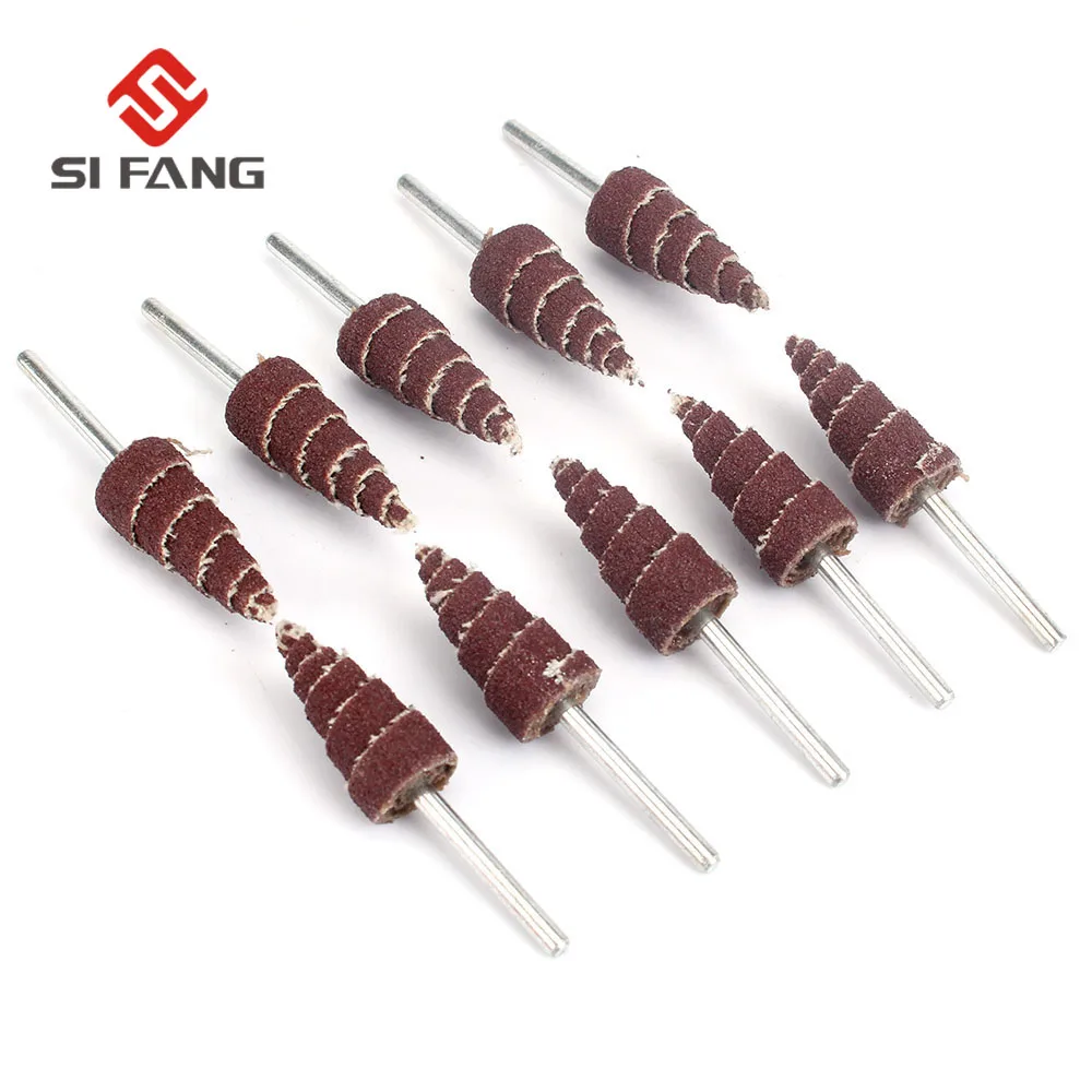 10/30/50Pcs Cone Shape Mounted Point Grinding Head Sandpaper Flap Sanding Wheel 320# With 1/8\