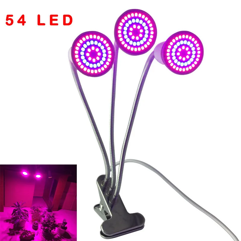 

3 Head LED Grow Light 54 LEDs x 3 Growbox Cultivo Hydroponics Growing Light Plant Lamp Flower Greenhouse Indoor