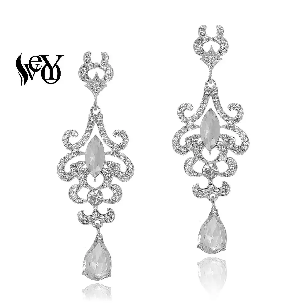 VEYO Vintage Luxury Rhinestone Drop Crystal Earrings for Women 3 Colour Fashion Jewelry Gift