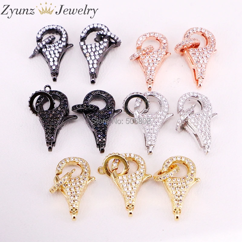 

10PCS ZYZ324-9771 CZ Micro Pave Teardrop Lobster Claw Clasp, Cubic Zirconia Clasp/Connector/Link, Jewelry Findings