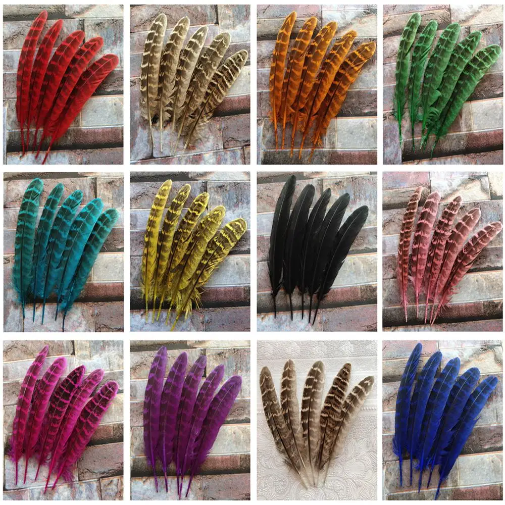 Hot Selling 10 pcs beautiful high quality 10-15cm/4-6inches natural pheasant feathers 11 colors optional DIY decorative