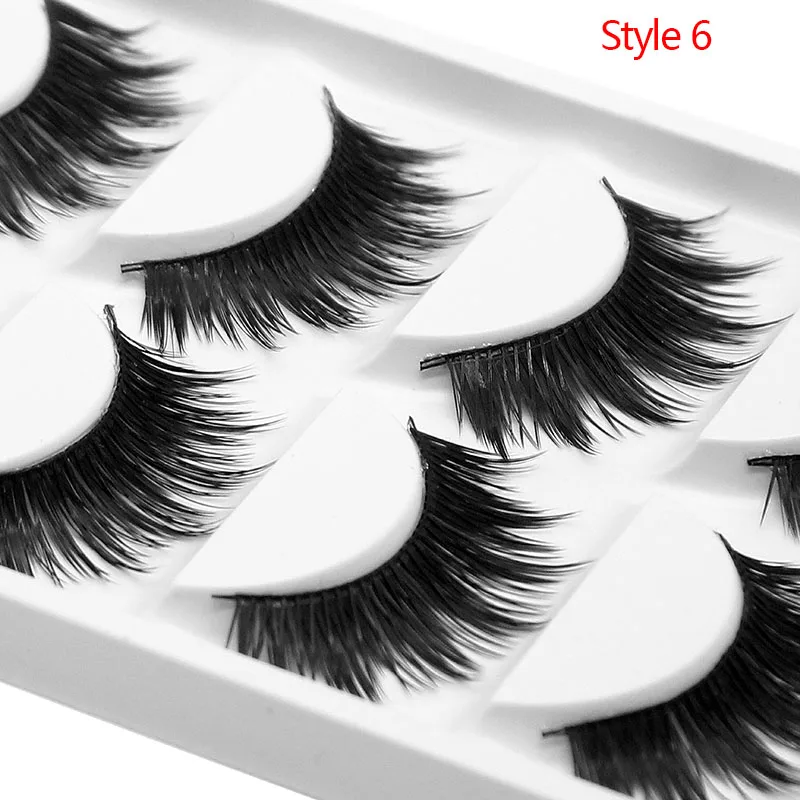 Kimcci 5Pairs 3D Soft Mink Lashes False Eyelashes Handmade Wispy Fluffy Long Lashes Natural Eye Makeup Tools Faux Eye Lash Cilia