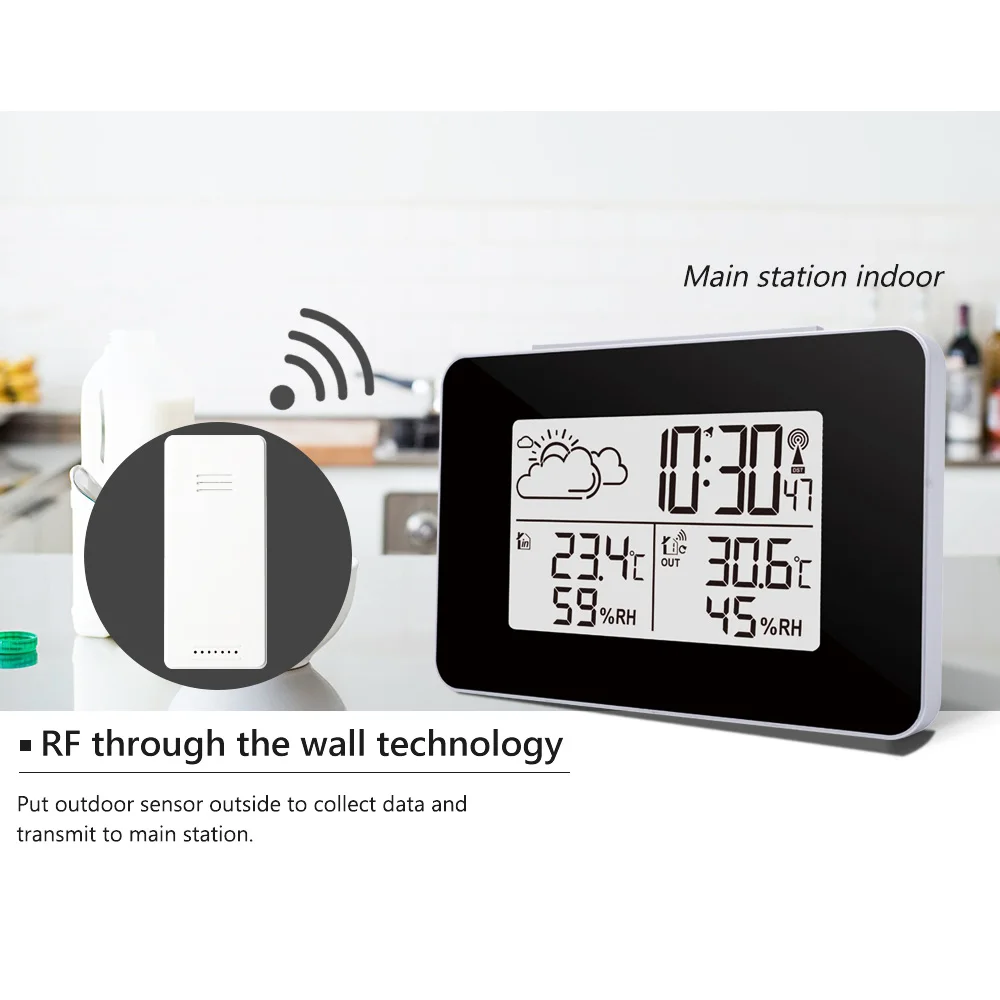 Wireless Weather Station Thermometer LCD Digital Screen Outdoor Forecast Sensor Clock Home Hygrometer Forecast Clocksz будильник