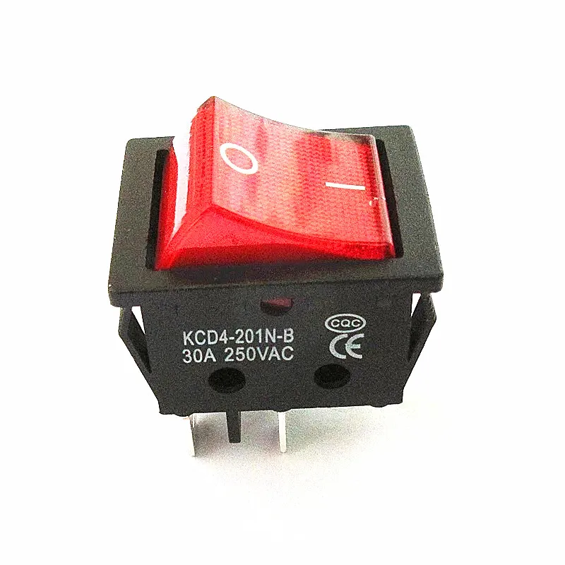 

KCD4-201N-B Electric Welding Machine Power Switch With Red Light 30A 250VAC Electric Oven Electric Heater Switch 4Pin 2 Position