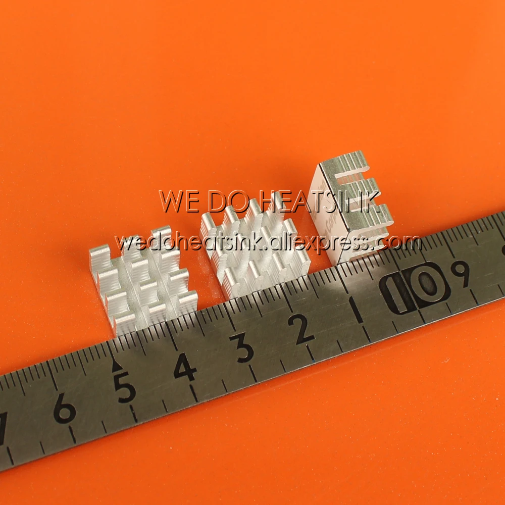 10pcs 14x14x8mm Silver and Slot Heat Sink Heatsinks Cooler With Thermal Conductive Adhesive Transfer Tape