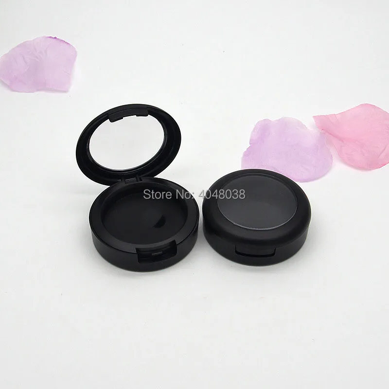 100pcs 36mm Matte Black Empty Blusher Compact Box Plastic Eyeshadow Case Clear Lid Cosmetic Powder Lipstick Pallette Containers