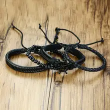 Leather Bracelets Set Men Women #4