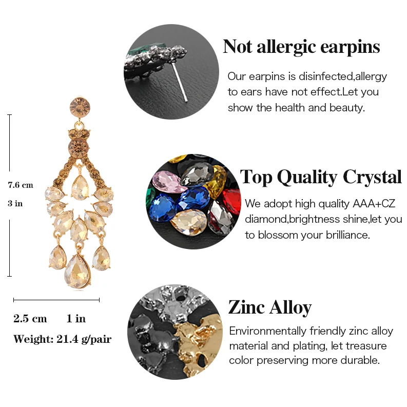 VEYO Luxury Crystal Drop Earrings for Women Elegant Hollowing out design Rhinestone Fashion Jewelry 2019 NEW Gift