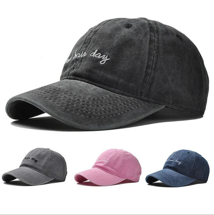 HighQuality Washed Cotton Bad Hair Day Adjustable Solid Color Baseball Cap Unisex Couple Cap Fashion Dad HAT Snapback Cap