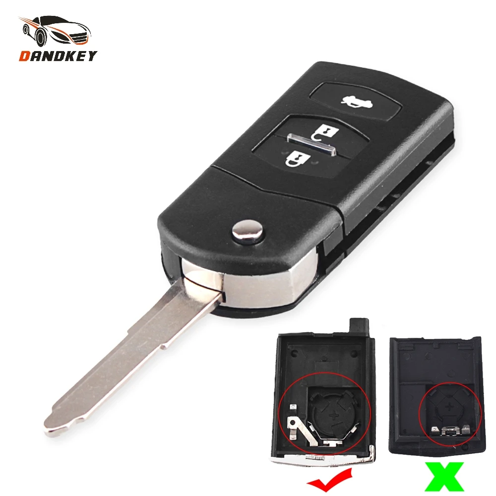 

Dandkey 3 Buttons Folding Car Key Shell For MAZDA 2 3 5 6 RX8 MX5 Key Flip Remote Case Key Black Fob Cover Replacement