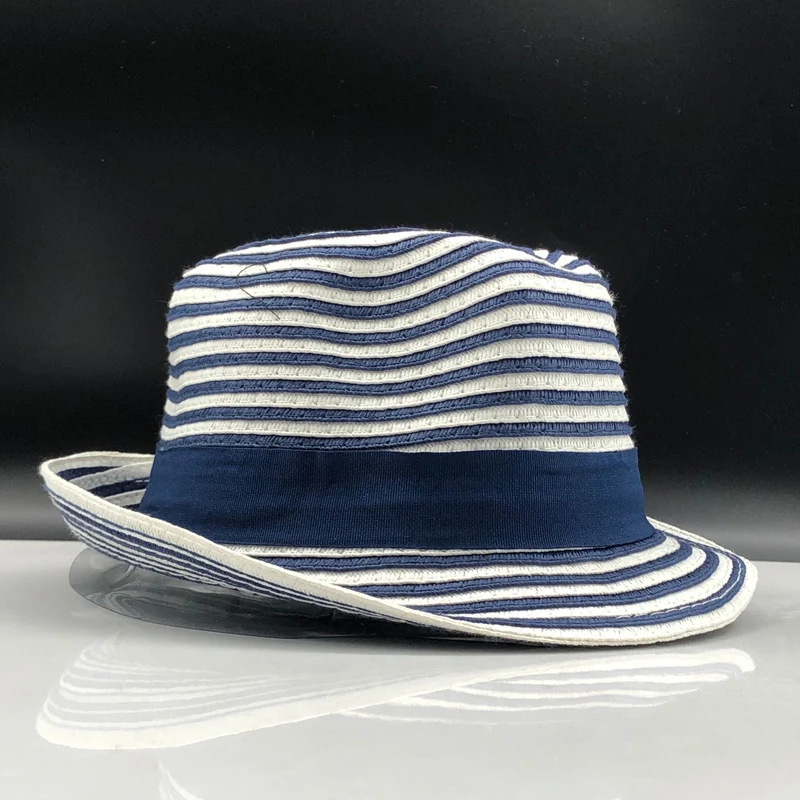 Hot Parent-child Sun Hat Cute Children Sun Hats Bow Hand Made Women Straw Cap Beach Big Brim Hat Casual Girls Stripe Summer Cap