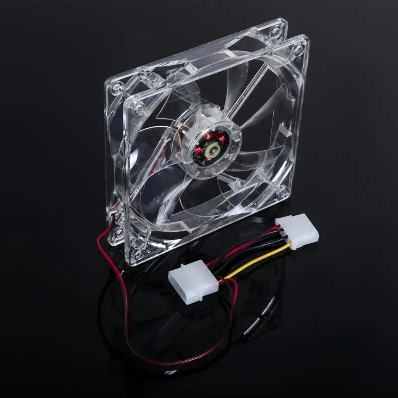 120mm Computer PC 4 LED Light Cooling Fan 12cm 4Pin Transparent Clear Case LED Luminous Chassis CPU Cooler Heatsink