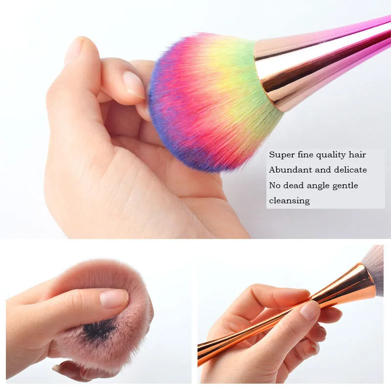 Mới Tay Cầm Bằng Nhôm Móng Tay Mềm Lau Bụi Bàn Chải Cọ Rửa Làm Sạch Acrylic UV Gel Bột Tẩy Làm Móng Tay