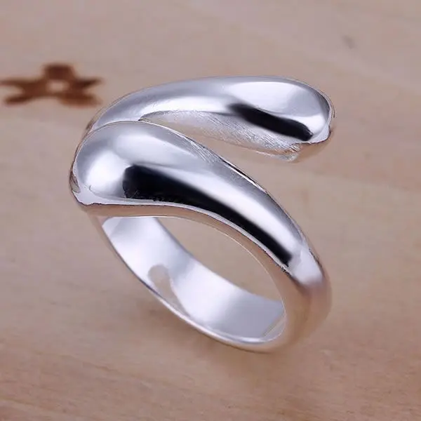 Wedding Nice JZR012 Finger Rings For Women Silver Color Popular Trendy Fashion Jewelry Double Round Head Ring-Opend Aqiajhpa