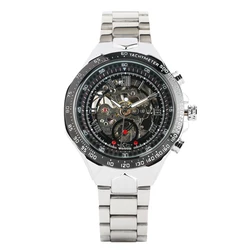 Men's Luxury Automatic Mechanical Watch Stainless Steel Case Band Business Casual Skeleton Luminous Watch Great Gift