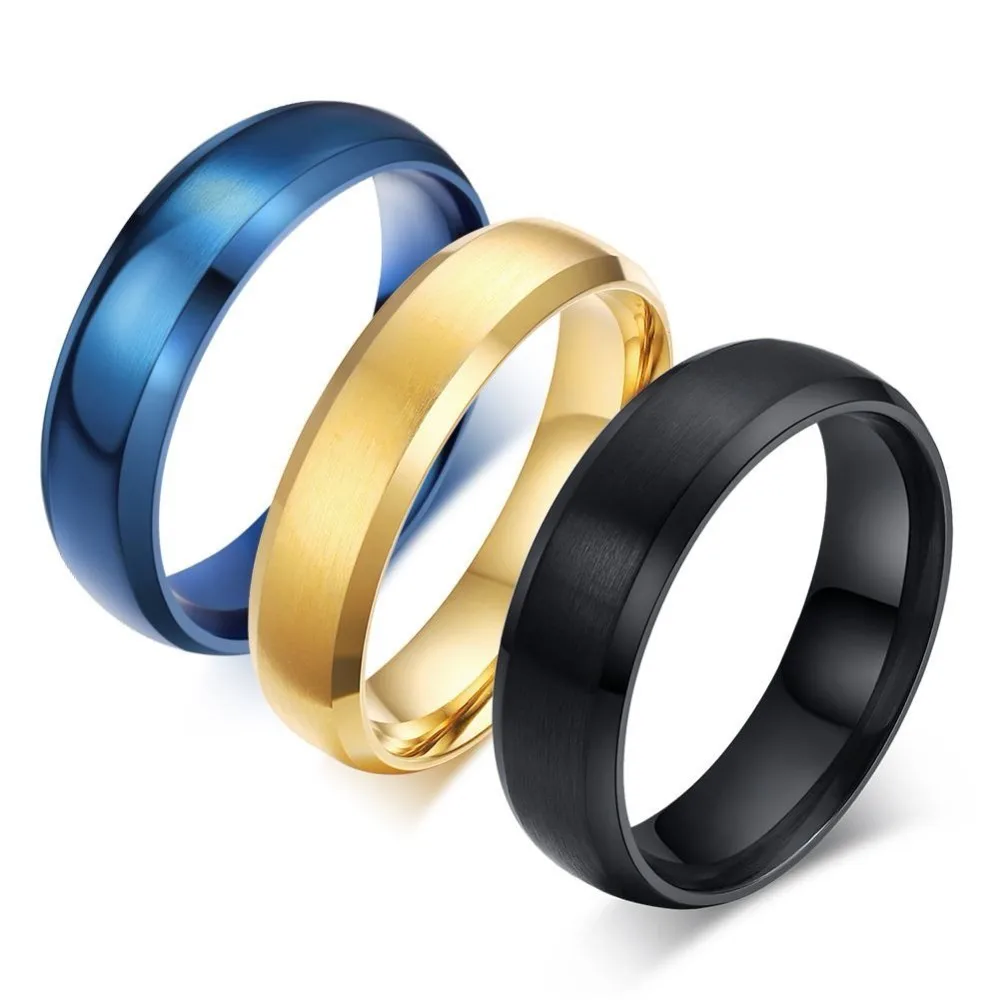 Rings Engraved Black Solid Titanium Promise Wedding Bands 6mm Women Men Name Ring Size 4 TO 14