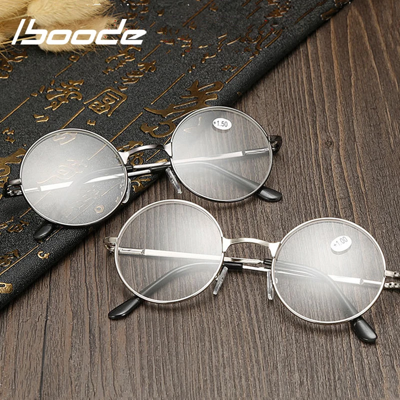 iboode Retro Metal Round Reading Glasses Finished Diopter +1.0 1.5 2.0 2.5 3.0 3.5 Unisex Reading Presbyopia Glasses Women Men