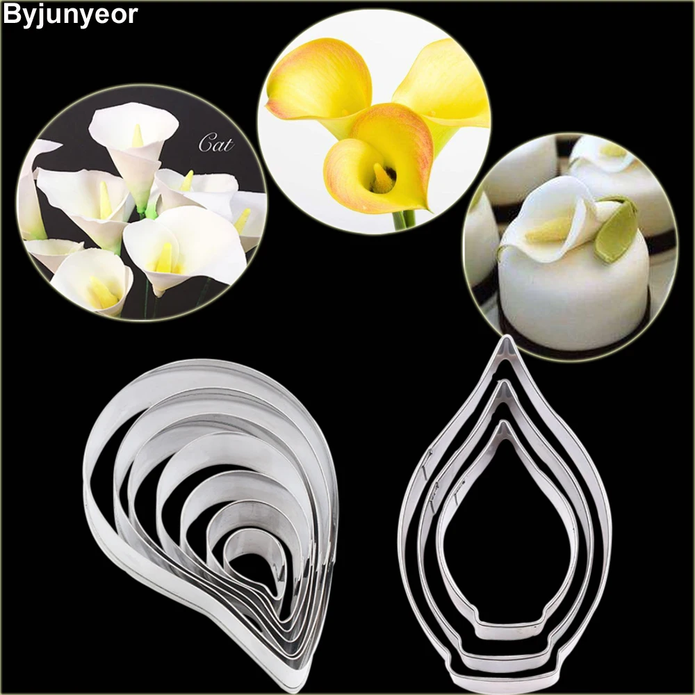 Calla Petal Cutters Gum Paste Flower Stainless Steel Clay Cutter Set Fondant Cake Decoration Tools CS241