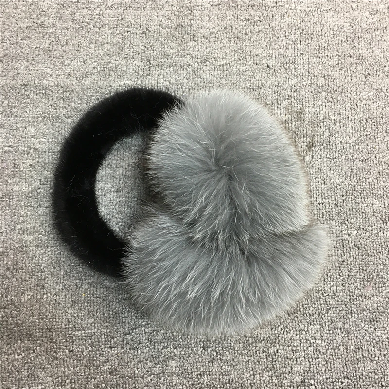 IANLAN Winter Womens Real Mink Fur & Fox Fur Earmuffs for Ladies Soft Fur Earmuffs Luxury Accessories Girls Ear Warmers IL00512