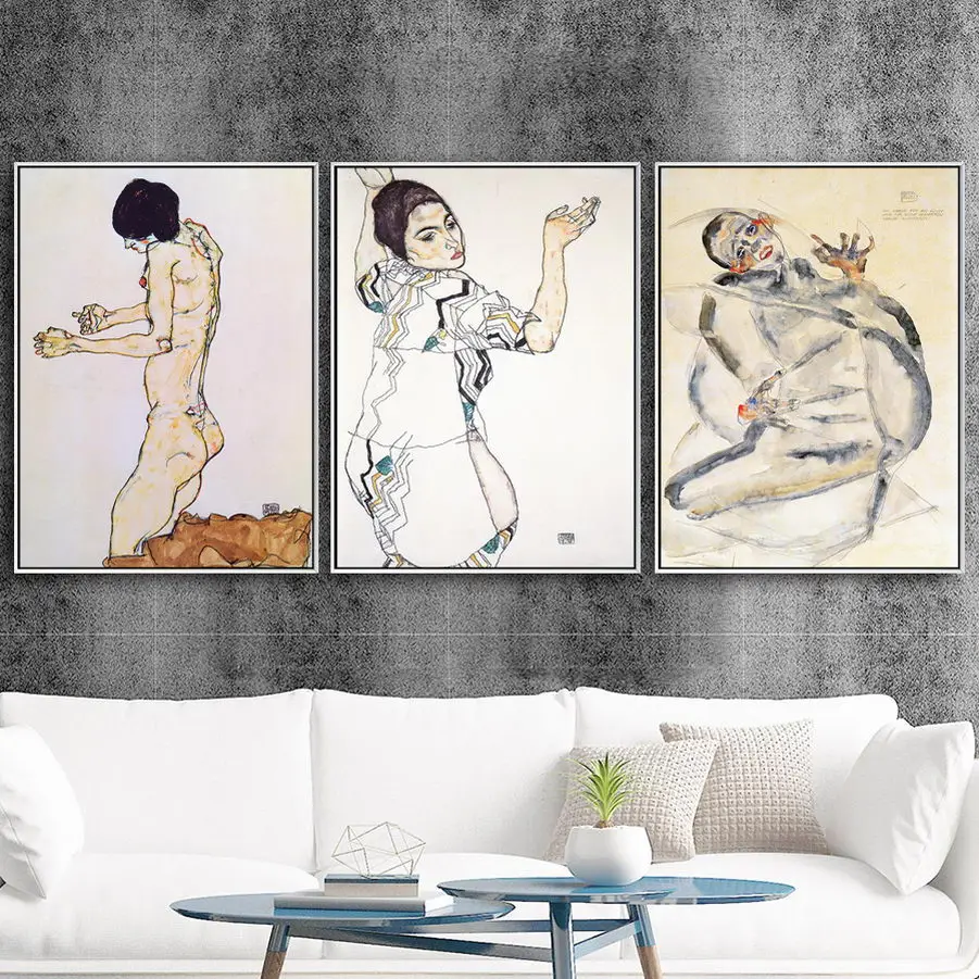 Home Decoration Poster Prints Wall Art Canvas Painting  Picture  Cuadros Decoracion Salon Egon Schiele Figure Paintings