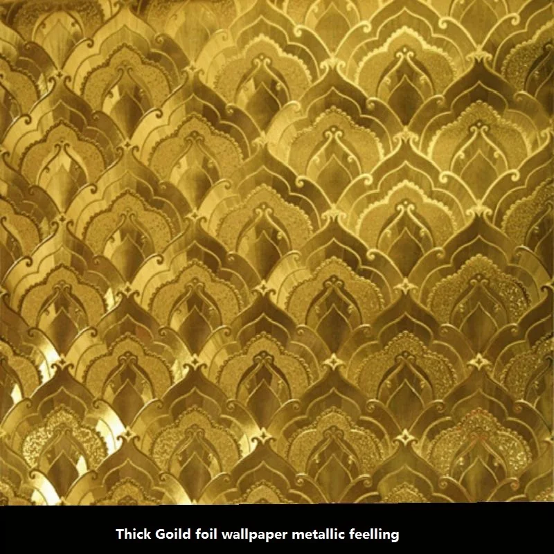 Glittering Wallpaper Ktv Gold Foil Hotel Buddha Hall Thick 3d Wallpaper Roll For Bedding Room Entrance Ceiling Wallpaper