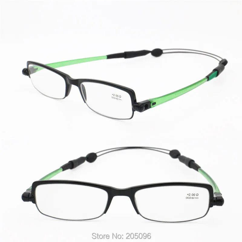 hotsales light weight handy carry rotating foldable TR90 shield shape presbyopia sports reading eyeglasses with strap 748S