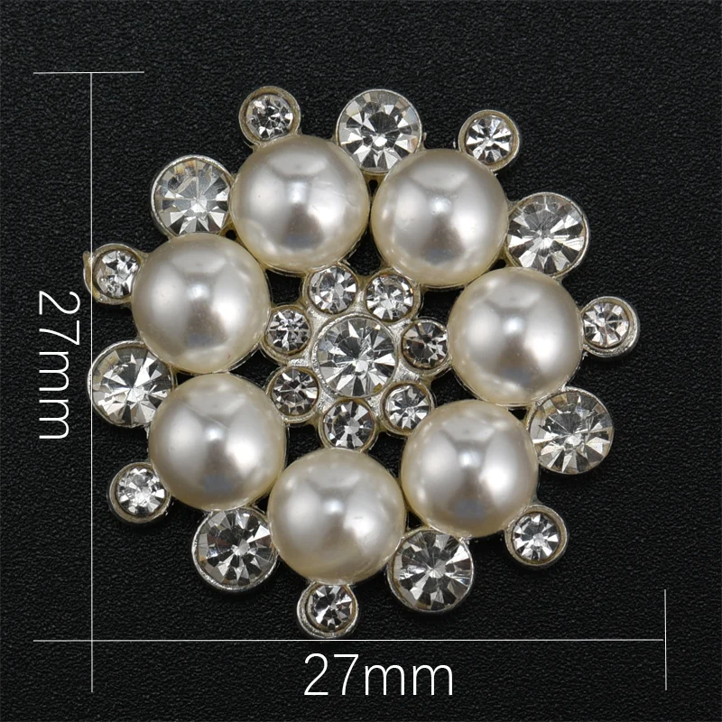 10 pz 27mm per ragazza accessori per capelli vestito artigianato accessori per gioielli bottoni con strass bottoni Scrapbooking Faux Pearl