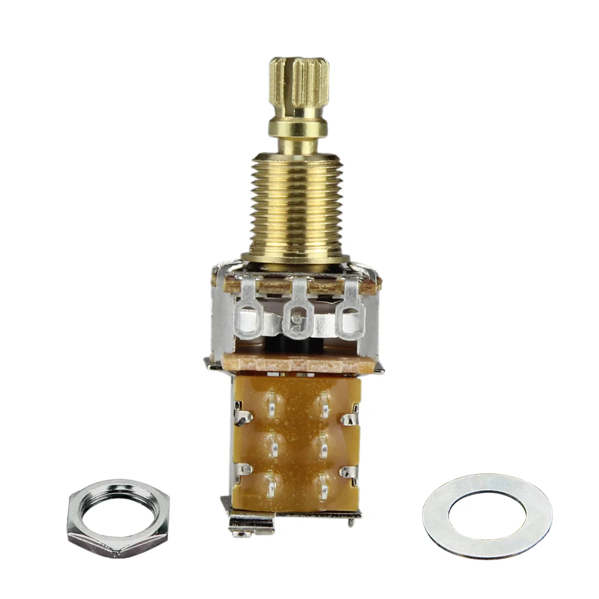 FLEOR Guitar Bass Audio Taper A500K Push Push Potentiometer & DPDT Switch Copper Long Split Shaft Pot