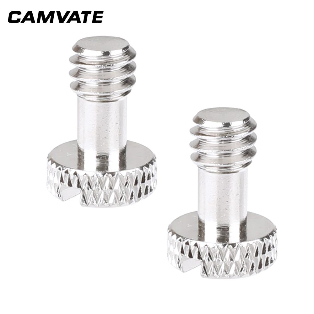 CAMVATE 퀵 릴리스 플레이트 카메라 케이지 리그 삼각대 마운트 고정 어댑터, 1/4 인치-20 숫나사 슬롯 나사 니켈 황동, 2 개
