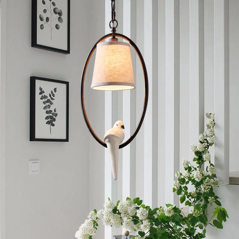 Home 1 pcs hanging Bird Pendant Lights  For Dining Room Living Room Nordic cast Iron Hanging Lamp Bird Cage Suspension Luminaire