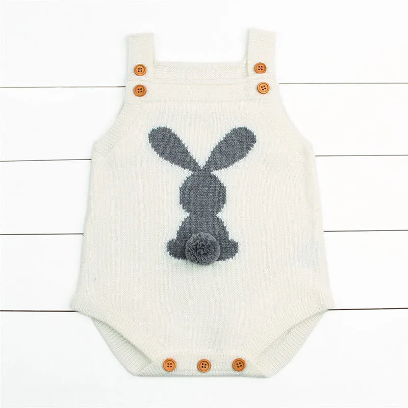 New Newborn Baby Boy Girl Easter Bunny Knit Bodysuit Jumpsuit Outfit Set Baby Girl Bodysuits Cotton O-neck Slleeveless