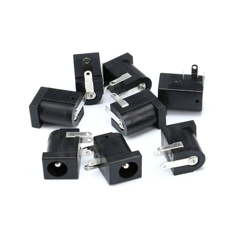 10PCS/Lot DC-005 Black DC Power Jack Socket Connector DC005 5.5*2.1mm 5.5*2.5 2.1 socket Round the needle