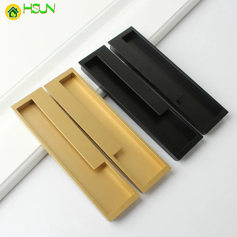 

1pc Gold/Black/gray/Embedded Stealth Door Handle Slotted Drawer cupboard wardrobe hidden door handles interior doors