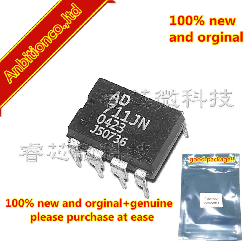 5pcs 100% New original AD711JN AD711JNZ Precision, Low Cost, High Speed, BiFET Op Amp DIP8 in stock