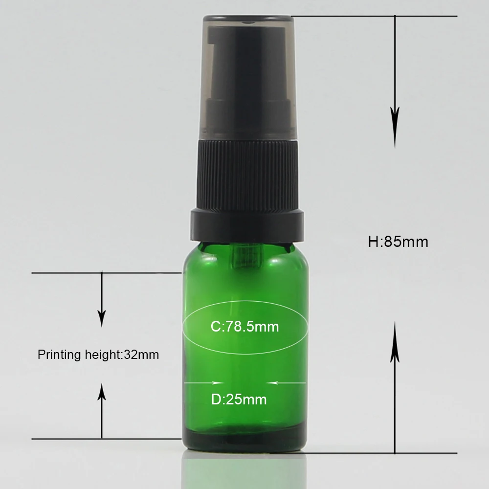 

wholesale high quality 10ml green glass bottle empty premium emulsion bottle glass jar with lotion pump