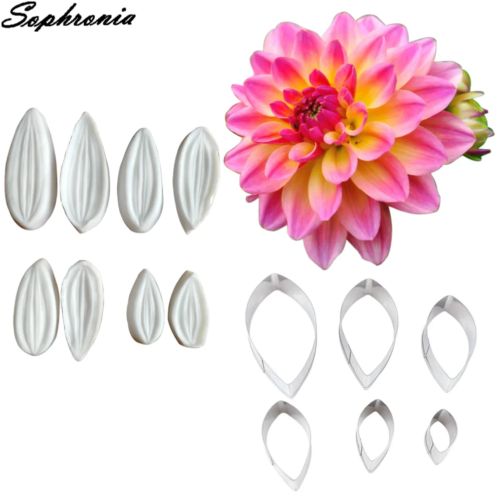 Dahlia Petal Veiner & Cutter Silicone Mold Fondant Mould Cake Decorating Tools Clay Gumpaste, Sugarcraft, Chocolate MoldCS272