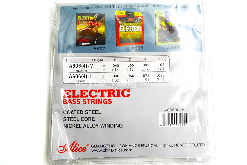 Alice A606 Light/Medium Electric Bass Strings 4 Steel Nickel Alloy Wound Stings 045-105(045-105)in. Free Shipping