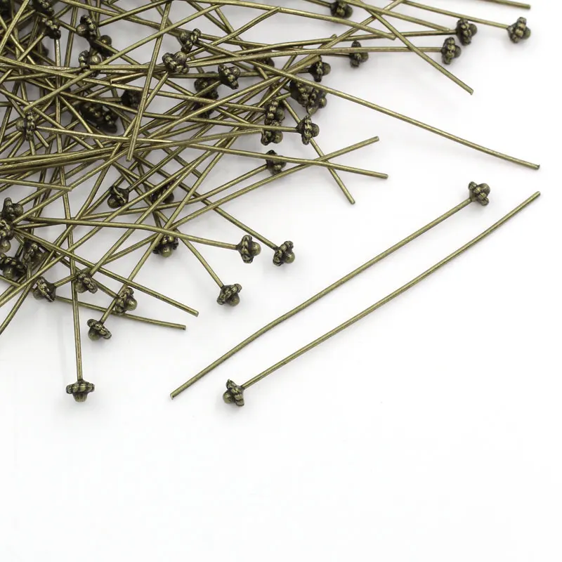 DoreenBeads-دبابيس رأس برونزية عتيقة ، بطول 52 مللي متر ، 0.7 مللي متر (21 مقياس) ، 30 قطعة (B25393) ييوو