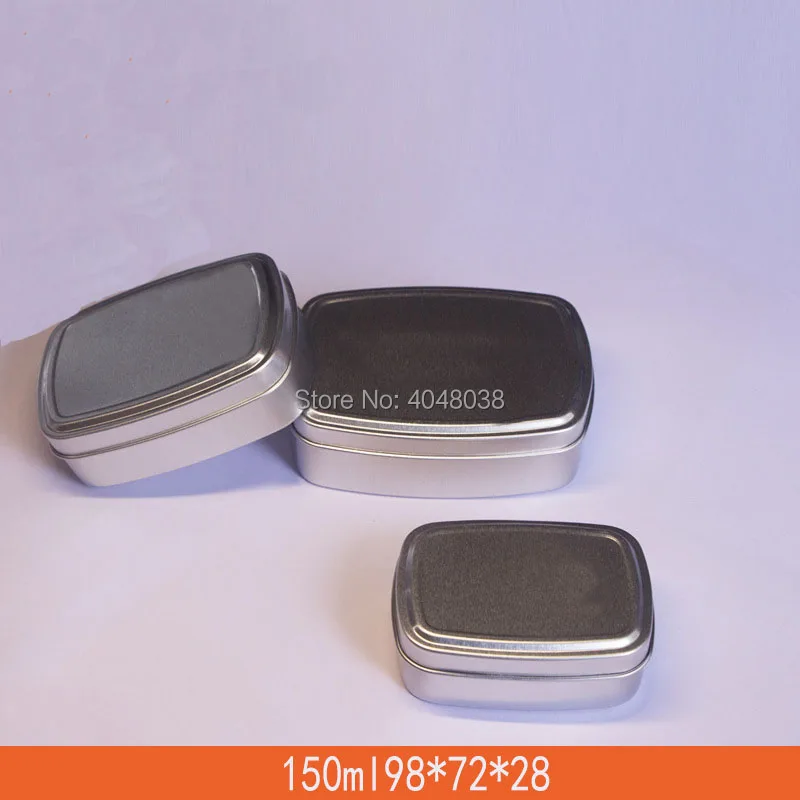 150ML Square Cosmetic Cream Container Empty Aluminum Container Handmade Soap Metal Packing Pot Tin Cans Pomade Refillable Box