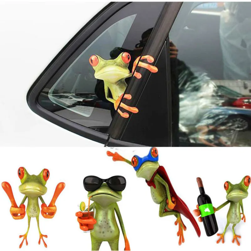 Funny 3D Cartoon Colorful Frogs Stickers Decal Vinyl Cover Body Scratched Car Styling Motorcycle Accessories DIY  Home Wall