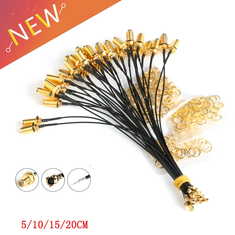 2 SZTUK Przedłużacz IPX UFL do SMA Kabel przedłużający SMA żeński do IPX RF Kabel przedłużający 1,13 mm IPX do SMA żeński