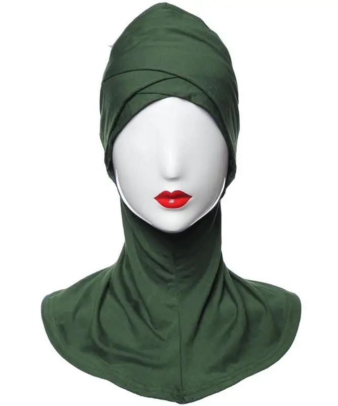 Muslim Women Inner Hijab Ninja Soft Scarf Underscarf Amira Corss Headwear Bonnet Head Wrap Turban Islamic Full Cover Solid Color