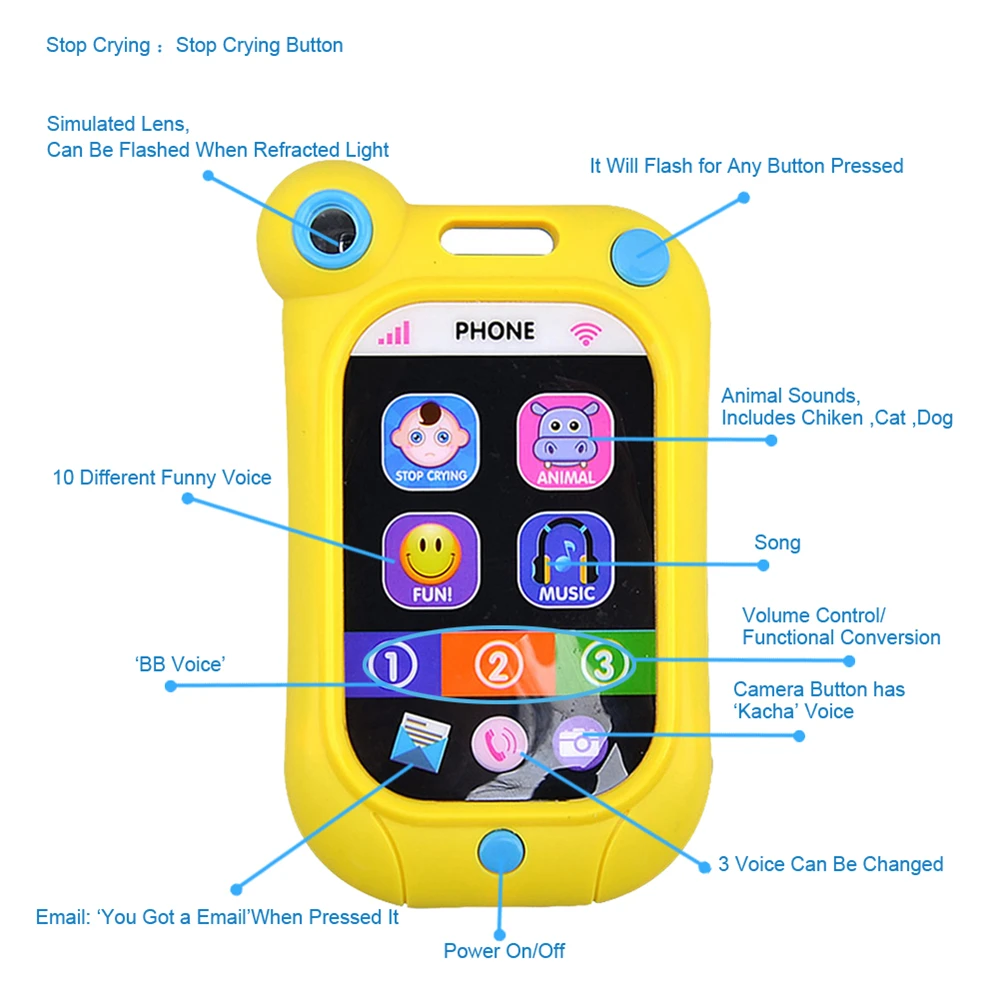 동물 소리 아기 장난감, 뮤지컬 스마트 휴대폰, 조기 어린이 교육 장난감, 아기 울음 멈춤 전기 학습 장난감
